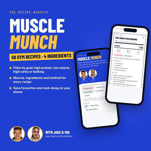 Muscle Munch recipe website shown on two phones